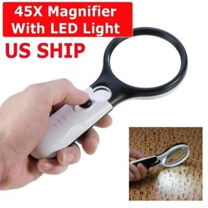 45x Magnifier Glass / Jewelers Loupe W/ LED Flashlight